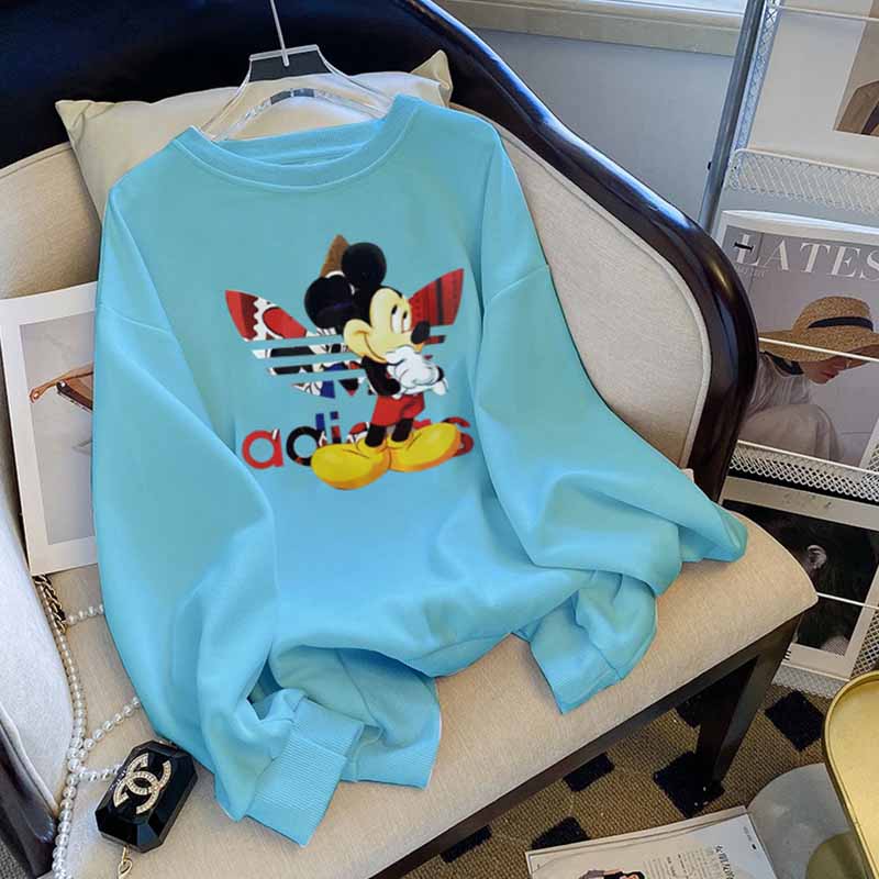 

Baby Blue Casual Character Print Patchwork O Neck Tops