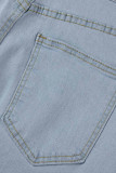 Pantalones de retazos de cintura alta rectos con hebilla de retazos sólidos informales de moda de color claro