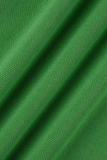 Зеленые модные однотонные сетчатые платья с круглым вырезом и юбкой-карандашом