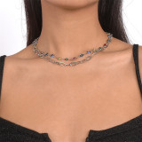 Silber Lässige tägliche geometrische ausgehöhlte Patchwork-Halsketten