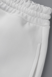 Due pezzi a maniche lunghe con scollo a O senza schienale con stampa sexy bianca