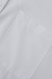 Blanco casual sólido patchwork cuello vuelto manga larga dos piezas