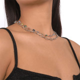 Silber Lässige tägliche geometrische ausgehöhlte Patchwork-Halsketten