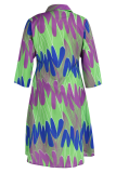Платье-рубашка с отложным воротником и отложным воротником в стиле пэчворк с фиолетовым принтом Платья Платья