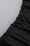 Vestidos de falda de tubo con cuello con capucha y patchwork con estampado informal negro