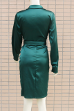 Однотонное платье-рубашка с отложным воротником в стиле пэчворк Green Street Платья