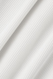 Blanco sexy sólido patchwork fuera del hombro manga larga dos piezas