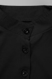 Черные модные повседневные однотонные платья в стиле пэчворк с отложным воротником и пряжкой больших размеров