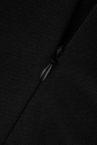 ブラック ファッション ソリッド メッシュ O ネック ペンシル スカート ドレス