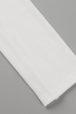 Белое сексуальное однотонное лоскутное шитье с открытыми плечами и длинным рукавом из двух частей