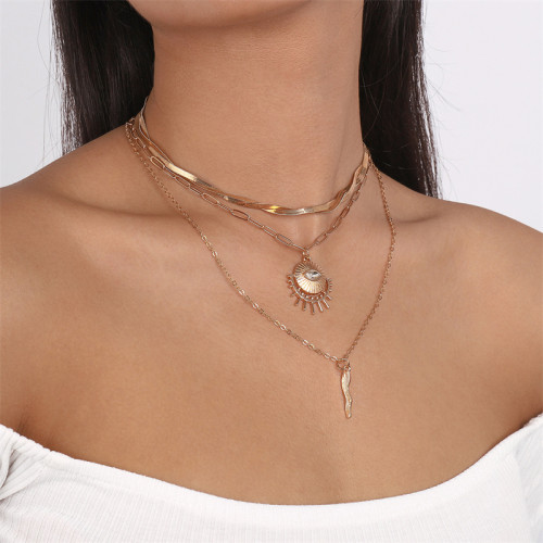 Gold Daily Vintage Geometric Patchwork Necklaces