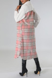 Prendas de abrigo con cuello vuelto y hebilla de patchwork con estampado informal rosa