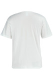 Camisetas brancas casuais de retalhos sólidos broca a quente com gola O