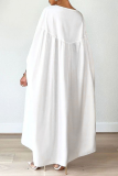Witte casual effen patchwork rechte jurken met ronde hals