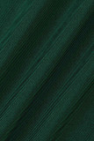 Grön Elegant Solid Patchwork V-ringad aftonklänning