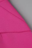 Розово-красные элегантные однотонные лоскутные платья-русалка с воланами и круглым вырезом