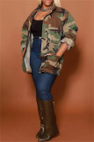 Camouflage Casual Camouflage Print Cardigan Turndown Collar Outerwear