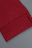 グリーン カジュアル ソリッド パッチワーク ベルト付き ターンダウン カラー ワンステップ スカート ドレス