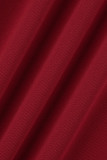 Красные повседневные однотонные лоскутные платья с поясом и отложным воротником, одноступенчатые платья-юбки