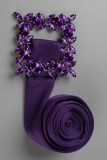 Vestidos irregulares con cuello en V de patchwork sólido de estilo británico de moda púrpura