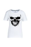 Blanc - T-shirts Street Daily Skull Patchwork O Neck