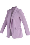 Purple Fashion Casual Solid Patchwork Cardigan Turn-back Collar Outerwear