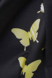 Capispalla con colletto rovesciato nero moda casual stampa patchwork cardigan
