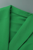 Grönt mode Casual Solid Patchwork Cardigan Ytterplagg med bakkrage