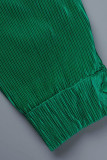 Verde Casual Sólido Patchwork Hebilla Doblar Turndown Collar Manga larga Dos piezas