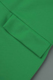 Grönt mode Casual Solid Patchwork Cardigan Ytterplagg med bakkrage