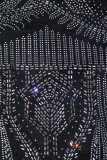 Абрикос Знаменитости Элегантное однотонное платье в стиле пэчворк Горячая дрель Косой воротник Нерегулярное платье Платья