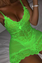 Зеленое модное сексуальное однотонное белье без спинки с нашивками