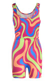Coletes coloridos de roupas esportivas casuais com estampa decote em U sem mangas duas peças