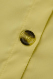 Robe chemise à manches courtes à col polo en patchwork jaune clair à la mode décontractée