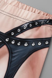 Черные модные сексуальные лоскутные узкие брюки с высокой талией и принтом в стиле пэчворк