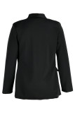 Zwart mode casual effen patchwork vest Turn-back kraag bovenkleding