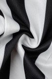 Svart och vitt Mode Casual Print Patchwork Turndown-krage Ytterkläder