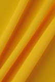 Agasalhos amarelo moda casual cardigã sólido com gola virada para baixo