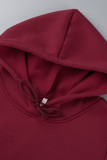 Rote Art- und Weisebeiläufige feste Patchwork-Kleider mit Kapuzenkragen und langen Ärmeln