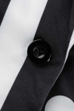 Capispalla con colletto alla rovescia con stampa casual alla moda in bianco e nero