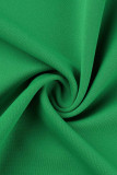 Grüne Mode Lässig Solide Patchwork Strickjacke Umlegekragen Oberbekleidung