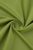 緑のセクシーなソリッドくり抜かれたバックレスストラップデザインストラップレスノースリーブドレス
