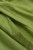 緑のセクシーなソリッドくり抜かれたバックレスストラップデザインストラップレスノースリーブドレス