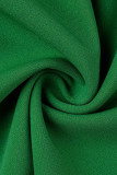 Grüne Art- und Weisebeiläufige feste Patchwork-Schlitz-O-Ansatz-lange Hülsen-Kleider