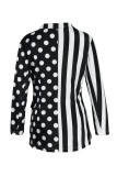 黒と白のファッション カジュアル プリント パッチワーク ターンダウン カラー アウターウェア