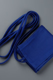 Gult och blått Sexigt tryck lapptäcke O-hals One Step Kjol Plus Size Klänningar (innehåller bältet)