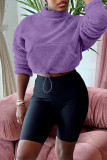 Deep Pink Casual Solid Patchwork Turtleneck Long Sleeve Two Pieces