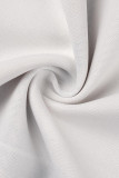 Vêtement d'extérieur à col rabattu fendu en patchwork imprimé mode décontracté blanc marron