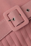 Pink Casual Solid Patchwork Träne mit Gürtel O-Ausschnitt A-Linie Kleider