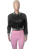 Pink Casual Solid Patchwork Buckle Outerwear